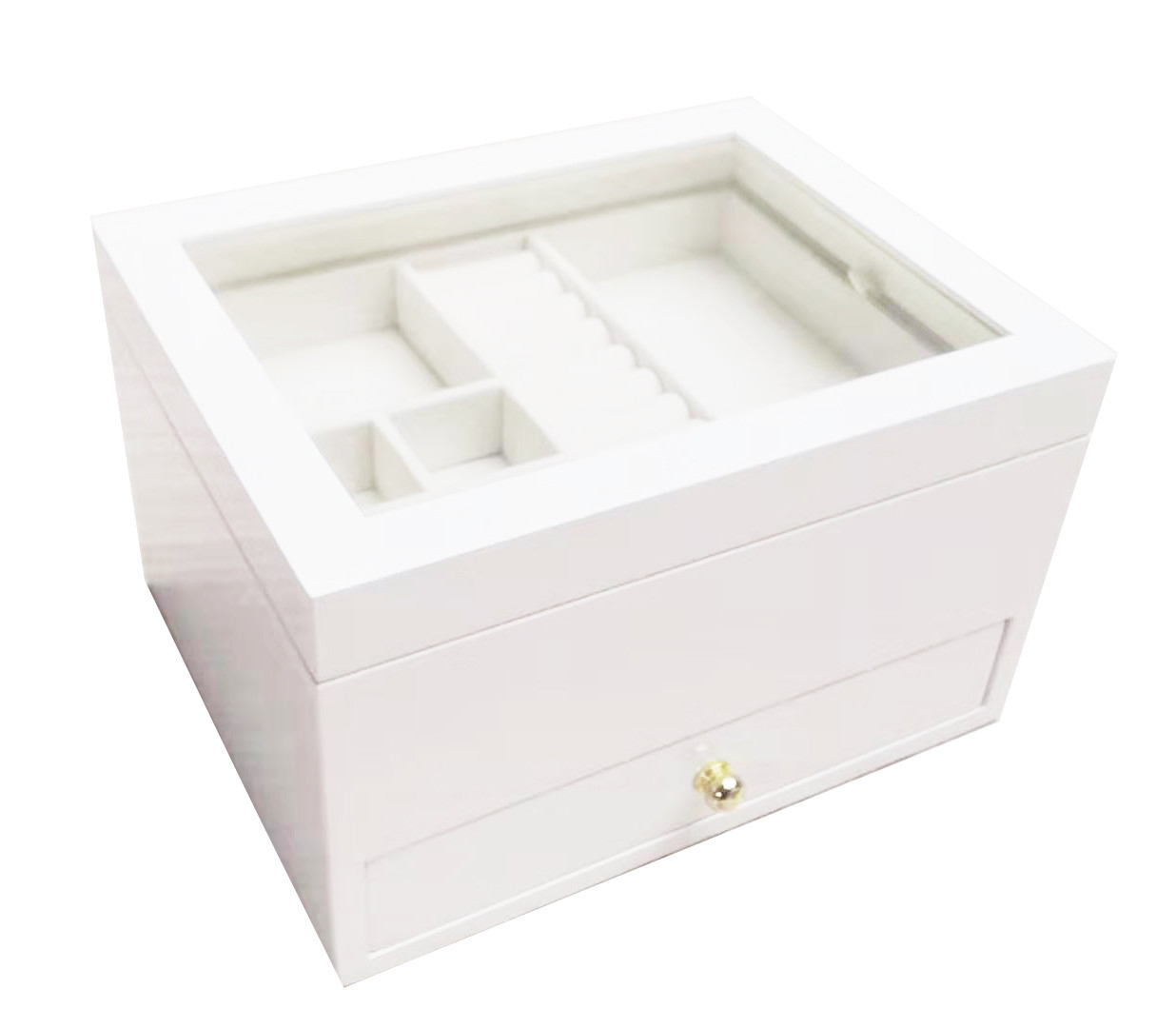 Customized wood jewelry box, OEM white jewelry case, solid wood box, collection jewelry box