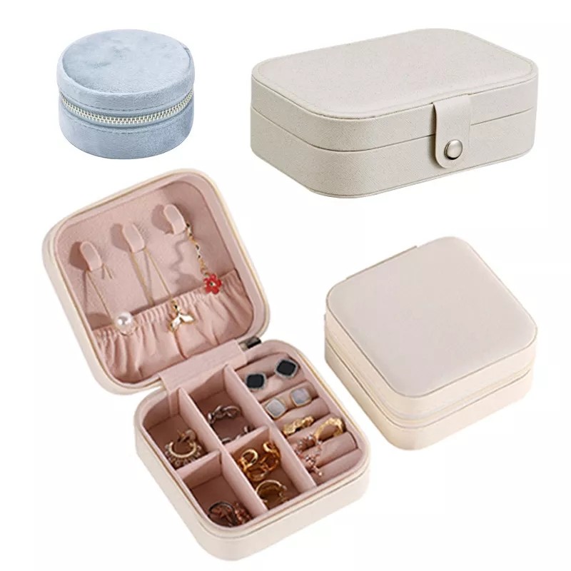 China ODM Small Portable Jewelry Box Stud Earrings Greaseproof PU Leather on sale