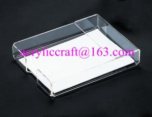Best Lucite Tabletop Organizer Acrylic Notepad Holder Clear Plexiglass Memo Pad Holder wholesale
