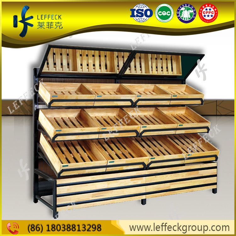 China Super Markets Fruit Dispaly/ Fruit And Veg Display/ Wood Fruit Stand Vegetable Rack on sale