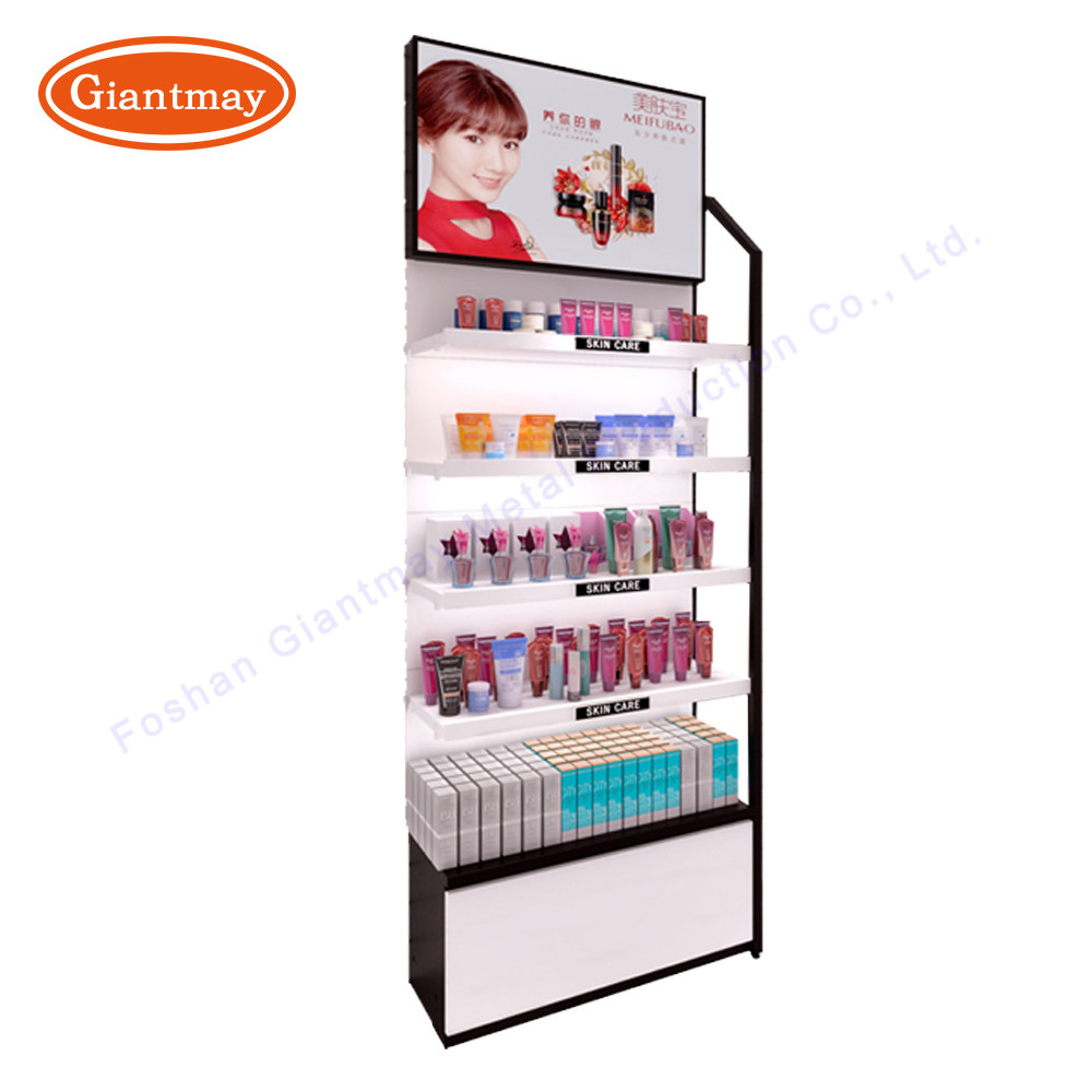 China Free Standing Beauty Makeup Display Stand Cosmetic Display Shelves Logo Customized on sale