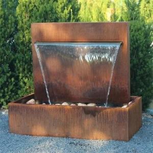 China Garden Rusty Metal Waterfall Free Standing Corten Steel Pond Water Feature on sale