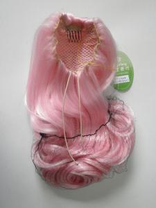 China Pink Wigs Ponytails Hair Pieces Curly 24 Inches , Fake Hair Pieces For Women on sale