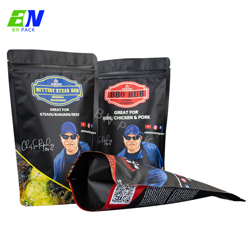 China Convenience Store Snack Bag Zipper Stand Up Pouch Large Black Color Plastic Bags on sale