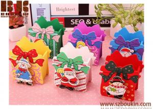 China Wooden Christmas Bowknot Pencil Vase wood Square wood pen holder/stand/pencil case on sale