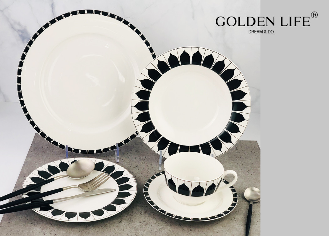 China 20-Piece Kitchen Dinnerware Set, Plates, Dishes, Bowls, Service for 4, Modern Elegance on sale