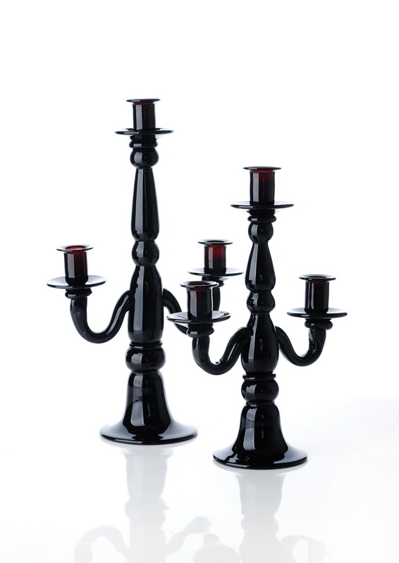 Best D 230mm H380mm * T45mm Black handmade eco - friendly Glass Candle Holders for Bar Decor wholesale