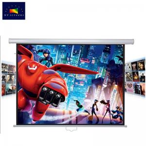 China OEM Factory Manual Pull Down Projector Screen HD Widescreen Retractable Auto Locking Portable Manual Projection Screen on sale