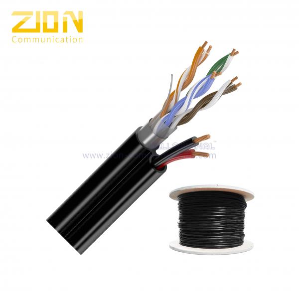 Cheap 2 Twisted Pairs FTP CAT5E 24AWG Solid Copper with CCA Power for CCTV IP Camera for sale