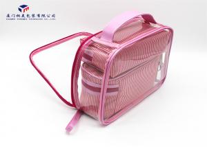 Best Super Clear Soft PVC Bags Pink PU Handle Custom Lady Handbag Fashion Women Bag wholesale