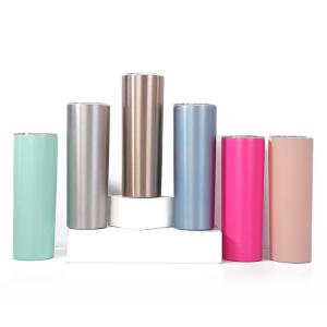 Best Skinny 20oz Stainless Steel Tumbler With Clear Lid And Straws wholesale