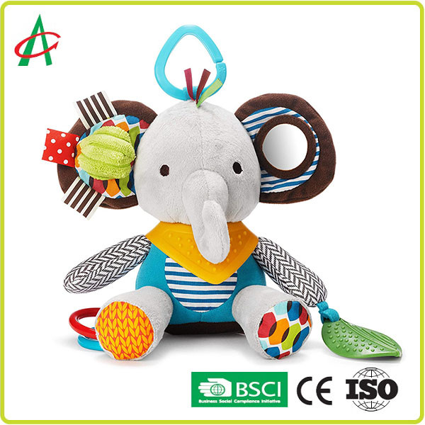 Best 6 Inch Baby Animal Plush Toys , Elephant Rattle Toy CE Certified wholesale