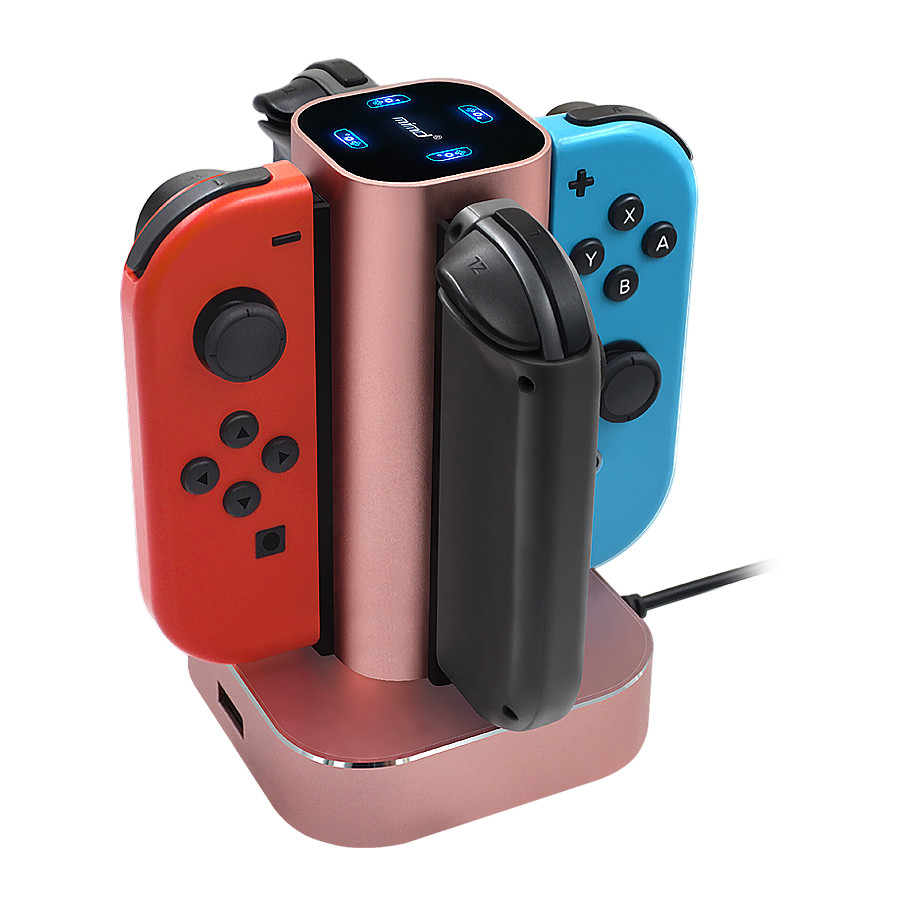 China Latest Portable 4 in1 Joy-Con Power Charger LED Charging Dock Stand for Nintendo Switch Joy-Cons Black Rose Gray on sale