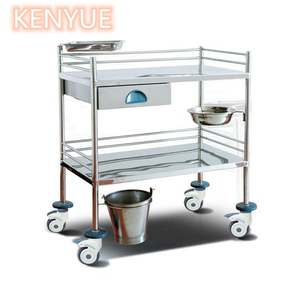 Best Stainless Steel Two Layers Hospital Treatment Trolley / Medicine Crash Cart wholesale