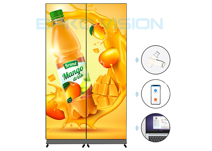 China WiFi 3G 4G Control P2.5 HD LED Poster Stand Media Mirror Advertising Display on sale