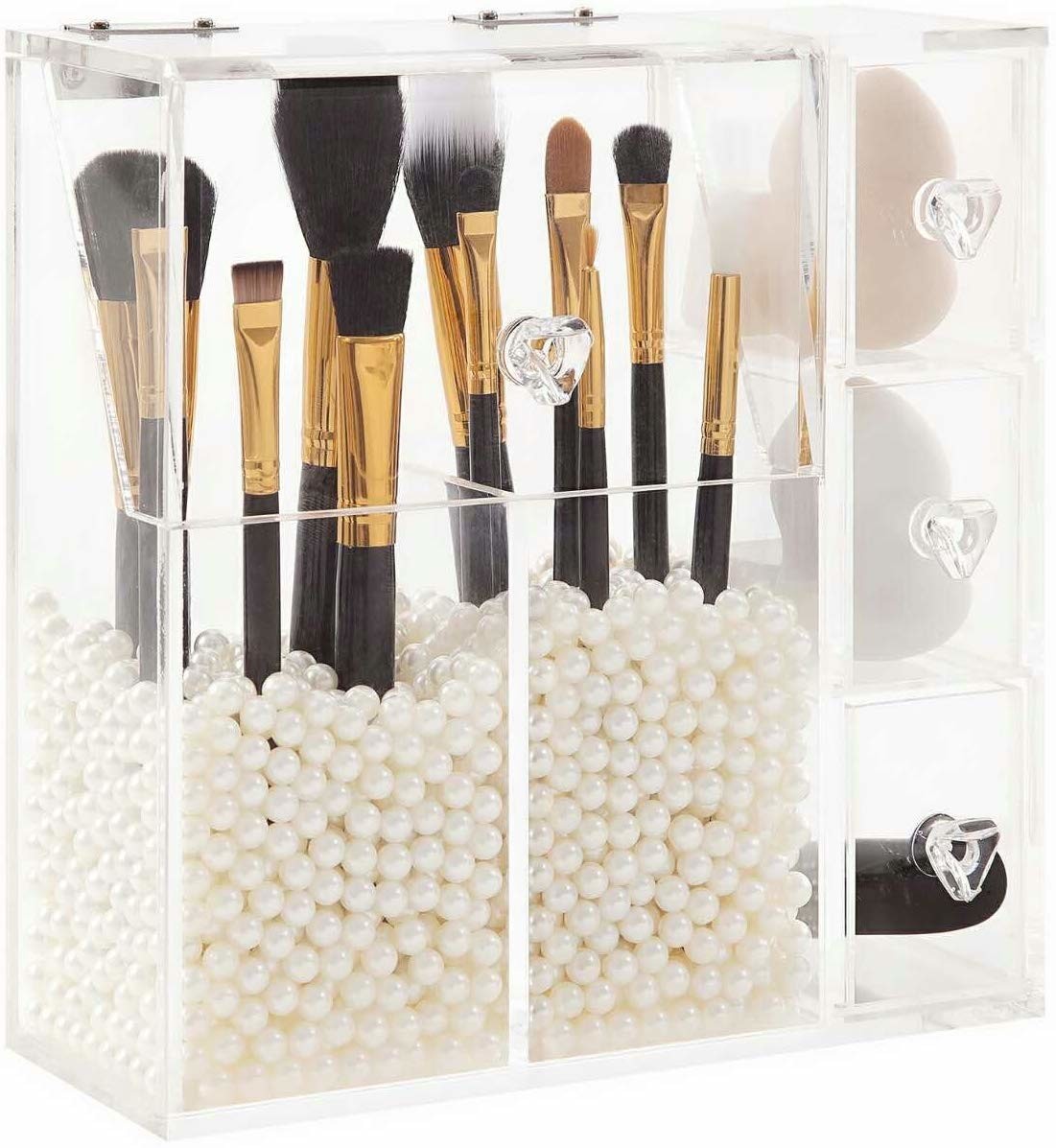 Best Non Toxic Acrylic Dust Cover Clear Acrylic Makeup Organizer With Brush Holder wholesale
