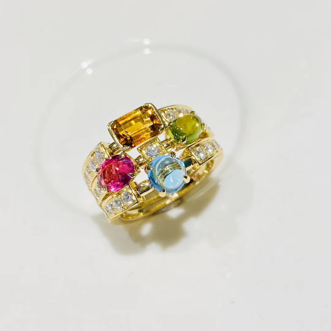 Best Women's 0.2ct 18k Gold Natural Colored Gemstone Ring wholesale