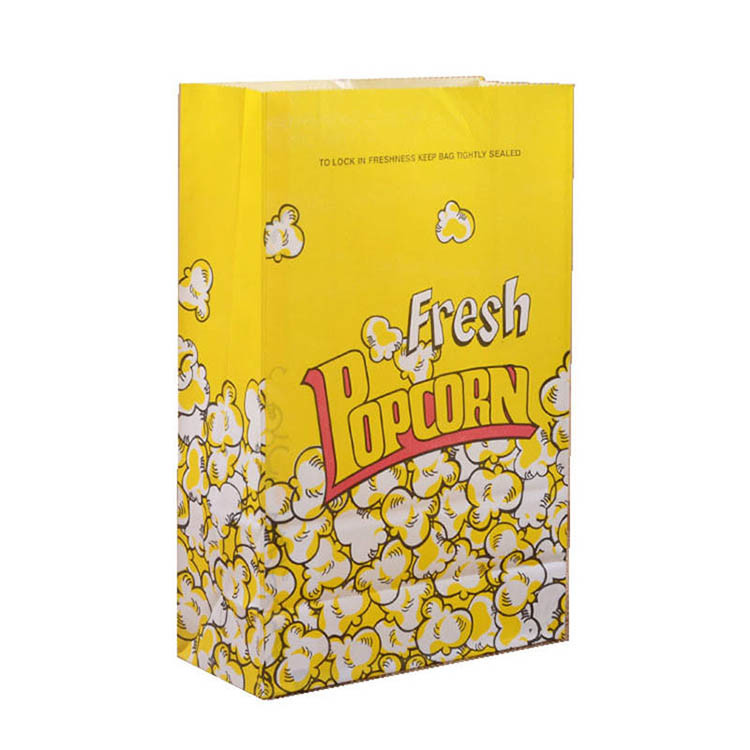 Cheap Biodegradable Flat Bottom Popcorn Kraft Paper Food Bags 2 LB 3 LB for sale