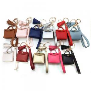 China Polyester 27g Black Leather Tassel Womens Wallet Keychain Sliver Plated on sale