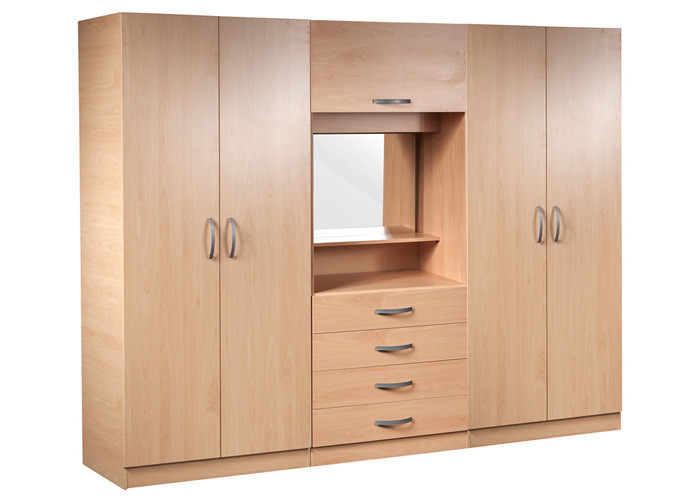 Best Commercial Hotel Wardrobe Furniture With Mirror 5 Doors 4 Drawers wholesale