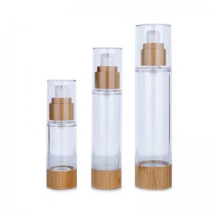 China 30ml 50ml 100ml Bamboo Capped Bottle Cosmetic Jar With Bamboo Lid For Skincare on sale