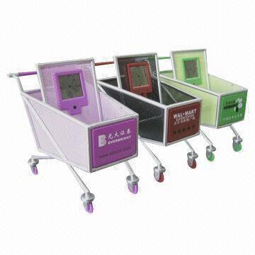 Cheap Shopping Cart Clock with Pen Holder and Small Item Deposit Functions for sale