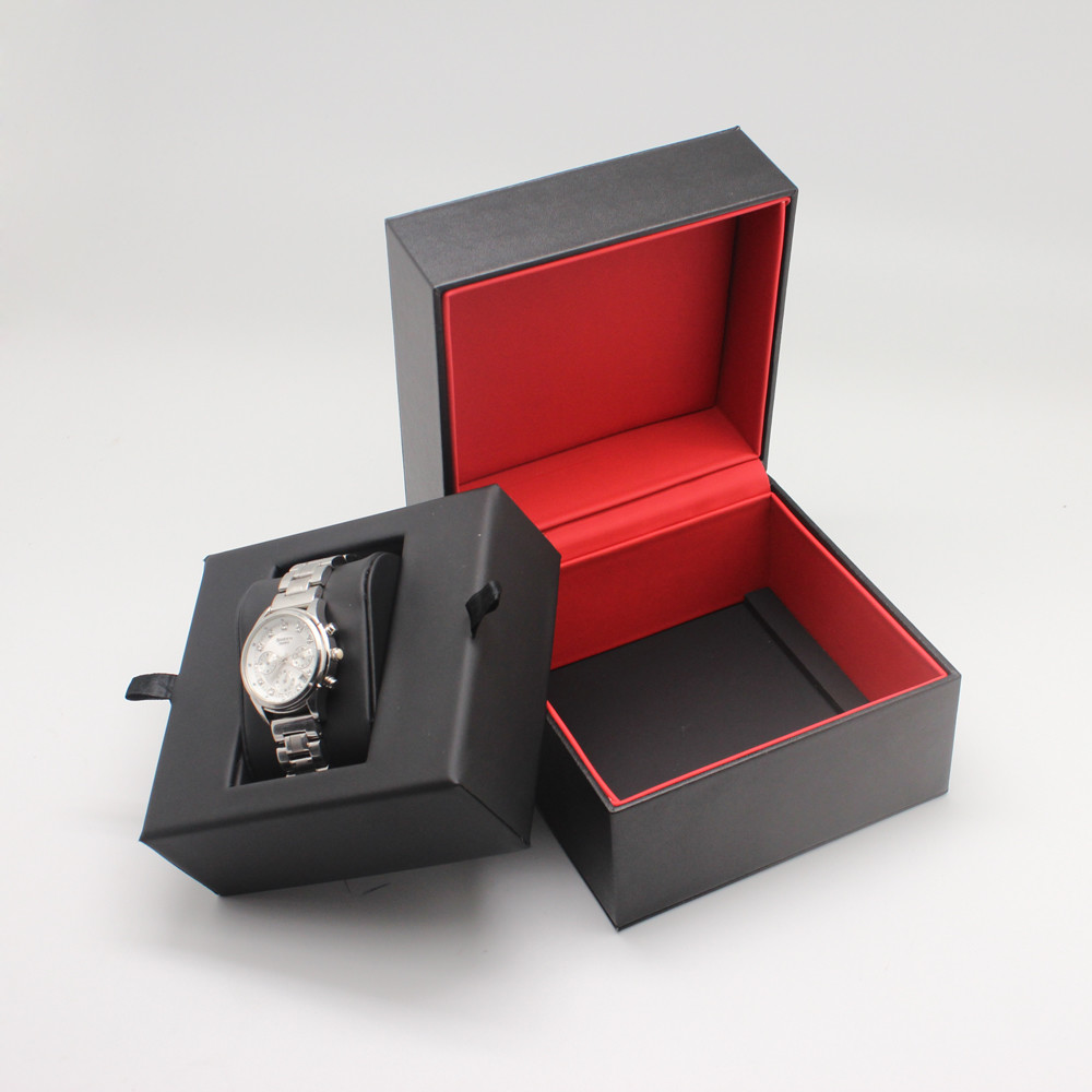 China Fashion luxury black and red leather pu watch box for men 【Brief】： on sale