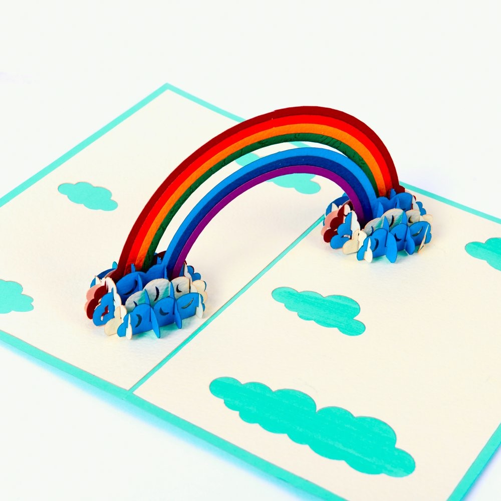 China OEM ODM Rainbow Pop Up Card DIY , 3D Happy Birthday Card A5 Size on sale