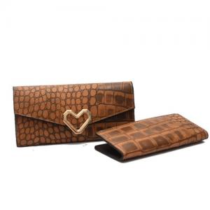 China 2 piece a set PU leather women wallet snake skin emboss crocodile grain long style purse on sale