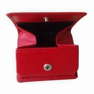 China Leather Coin Case, Measures 3.5 x 3 x 0.75 Inches, Available in Brown, Red and Black on sale