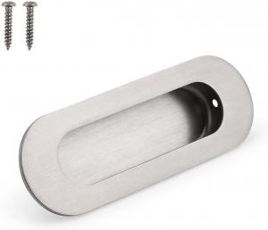 China Recessed Flush Pocket Door Pull Oval Shape With Hidden Screw on sale