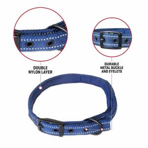 Best Padded Reflective Soft Nylon Dog Collar With Adjustable Stainless Steel Hardware wholesale
