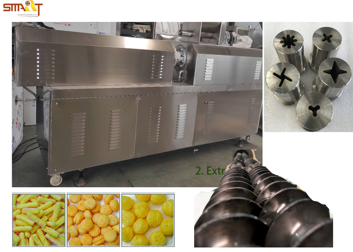 China Puffed Corn Chips 250kg/hr Snack Food Extruder Machine on sale