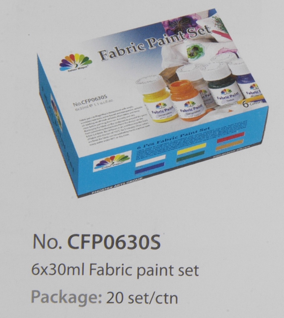 China Washable Art Painting Colours Fabric Paint Set For Kids 6 X 30ml 6 Colors Per Set on sale