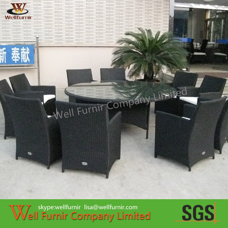 China Supply 10-Person Wicker Rattan Dining Sets,Wicker Chairs, Round Tables, Wicker Furniture on sale