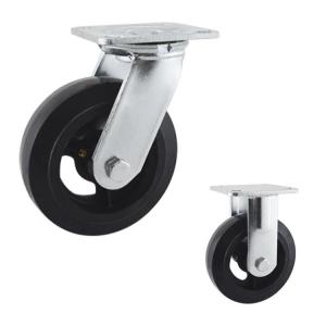 China Rubber 150mm 510lbs Loading Heavy Duty Casters With Side Brake on sale