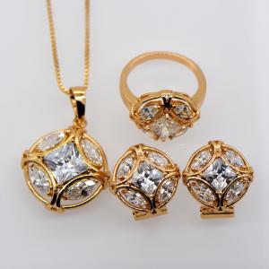 China New Trendy Jewelry Set Women Party Gift 18K Real Gold Plated white zircon Crystal Necklace on sale