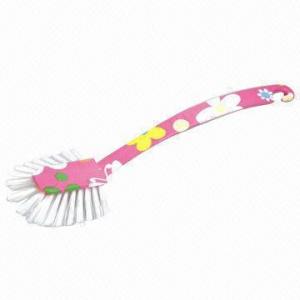 Kitchen accessories/plastic plate brush/cleaning dish brush with colorful water transfer printed 