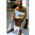 China Interior Landscape Design Bronze Statue Sitting Man Sculpture Long Life Time for sale