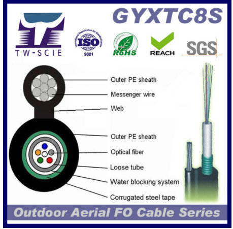China GYXTC8S Self Supporting 24 Core Outdoor Fiber Optic Cable on sale