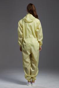 Best Anti static ESD cleanroom coverall yellow color conductive fiber with zipper open for class 1000 or higer wholesale