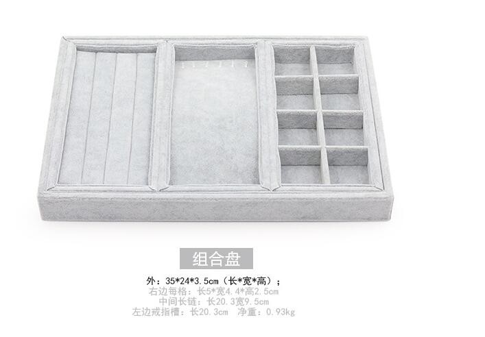 Cheap Handmade Jewelry Box Organizer Trays Grey Color MDF Body With Velvet Insert for sale