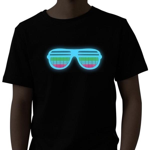 Cheap Luminous Sound Activated LED T Shirt Flashing Black Short Sleeve for sale
