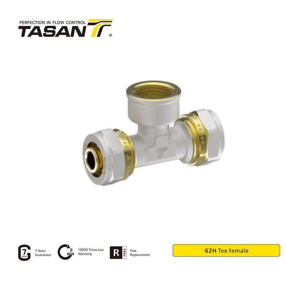 China Sanitary Brass Compression Fittings Female Compression Tee 16mm-25mm on sale