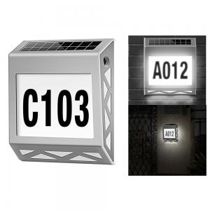 China Outdoor Solar House Number LED  Door Sings Wall Solar  Light Stainless Steel House Number Light on sale