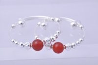 China Round Womens Silver Bracelets DIY Beads Sterling Silver Charm Bracelet on sale