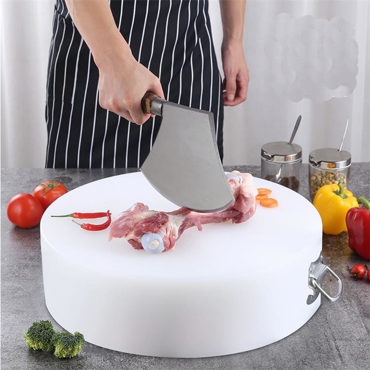 Cheap Kitchen Eco Friendly Meat Round Polyethylene Plastic Chopping Board With Handle for sale