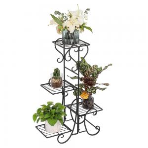 China Outdoor Plant Stand Display Shelf Hanging Cast Iron Flower Pot Holder Multi Tiered on sale