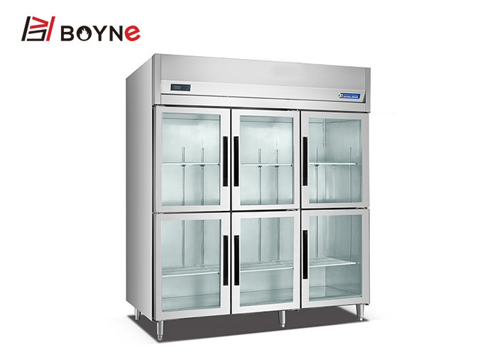 China 6 Door Commercial Upright Coolers Refrigerators , Adjustable Feet Restaurant Display Refrigerator on sale