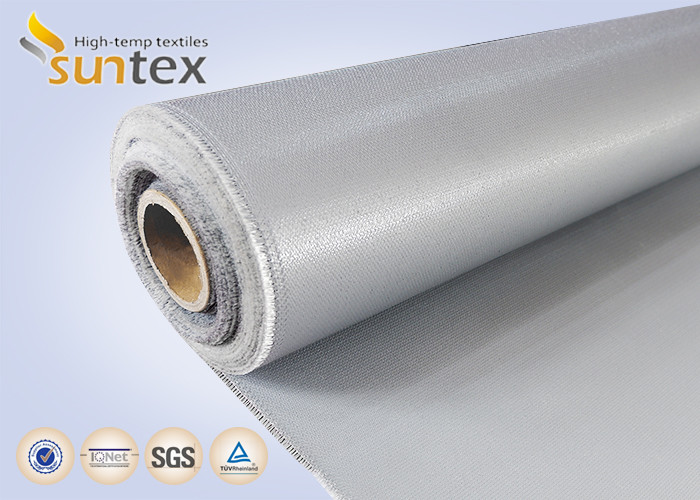 China Grey Color Double Sided Silicone Coated Glass Fabric Insulation , Fire Retardant Curtain Fabric on sale